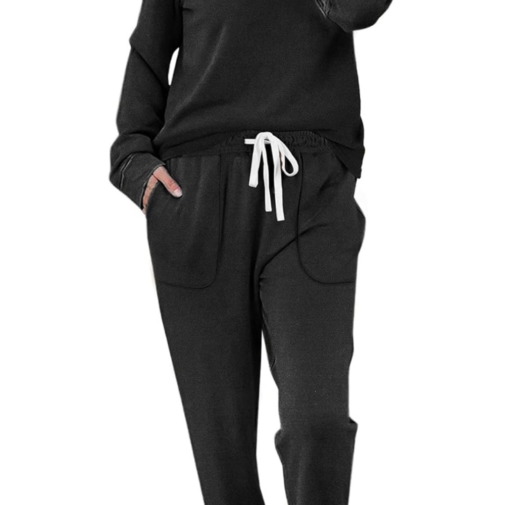 Black Lounge Set with White Drawstring